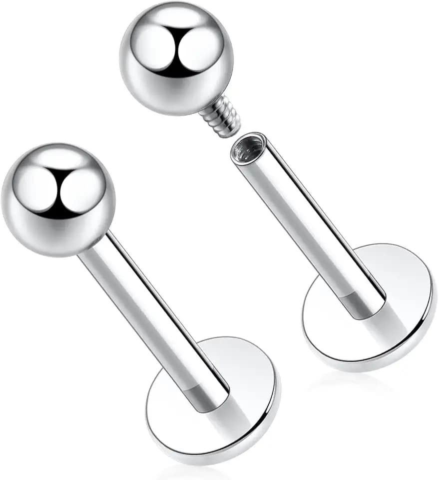 GAGABODY Internal Threaded Labret Studs Nose Flat Back Piercing Earrings