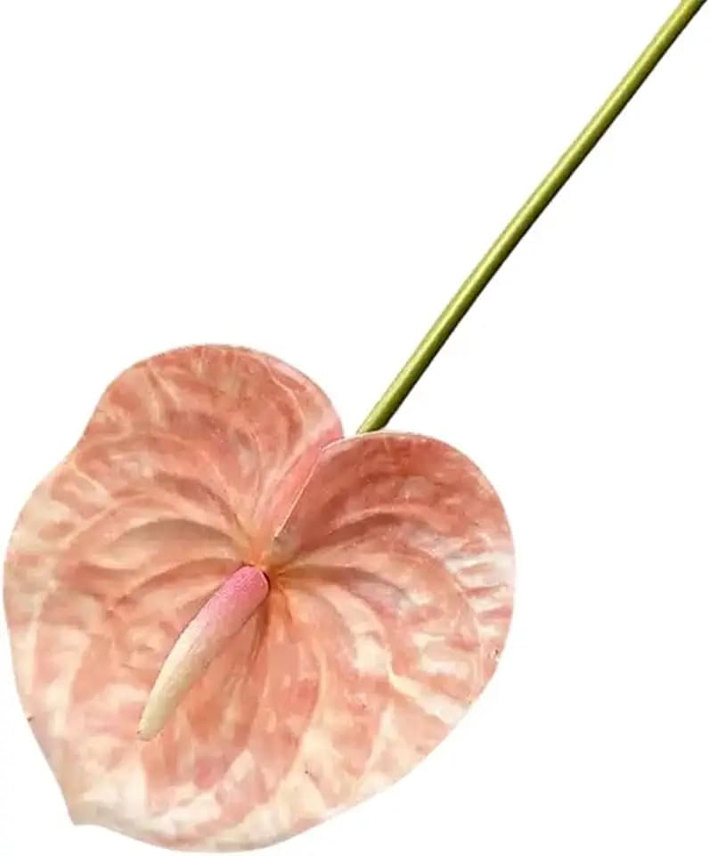 10pcs Printed Artificial Anthurium Flower - Lifelike Realistic Artificial Flowers for Home Decor Wedding Bouquet (Pink)