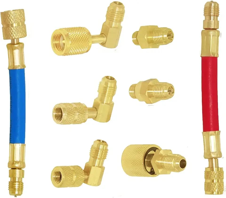 Joywayus 8pcs Universal R134A R12 A/C Car Air Condition Refrigeration Connector Adapter Hoses AC CT-138 Set Kit