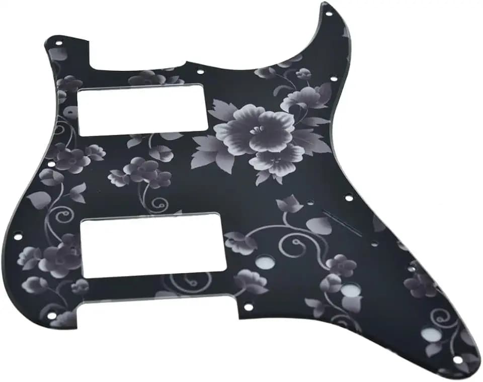 Dopro 11-Hole ST Style Dual Humbucker HH Pickguard for American Strat Guitars with dual humbucking pickups Square Corner Hole Flower Pattern
