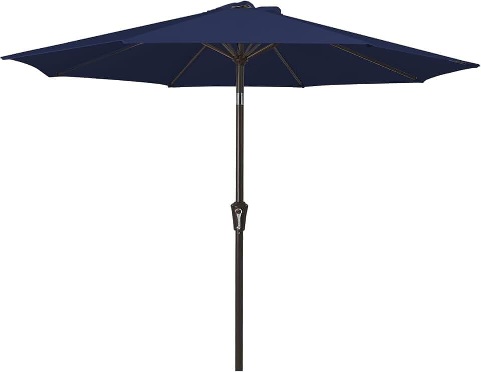 MEWAY 9ft Patio Umbrella Outdoor Table Umbrellas with Push Button Tilt and Crank, Market Umbrella 8 Sturdy Ribs for Deck, Garden, Pool and Backyard, Navy