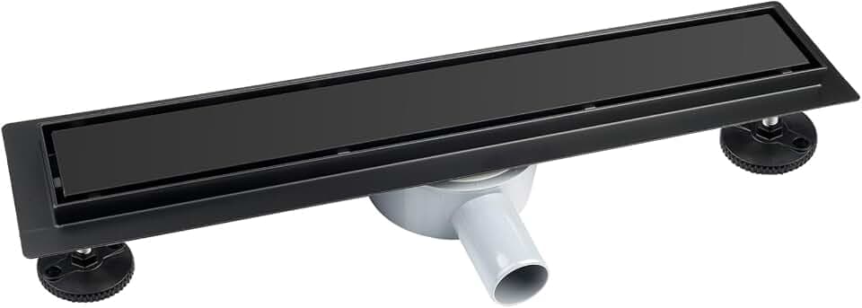 iYueMps Duschrinne 40cm Extra Flach Edelstahl mit 360° Siphon-Schwarz