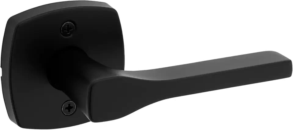 Kwikset Tripoli Dummy Door Handle, Single Sided for Closets, French Double Doors, and Pantry, Matte Black Non-Turning Reversible Interior Push/Pull Lever, with Microban Protection