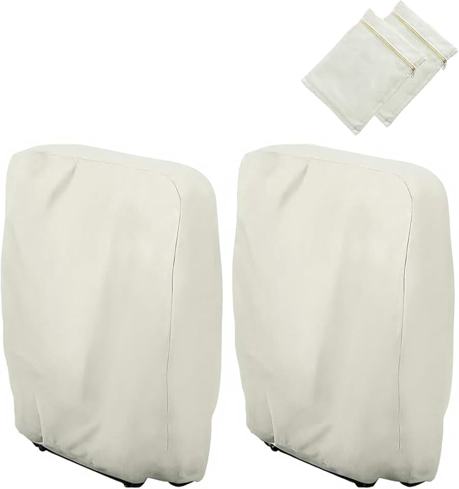 Donken Klappstühle Schutzhülle, 2 Stück Gartenstühle Abdeckung Oxford Abdeckhaube Winddicht, Anti-UV, Staubdicht für Gartenmöbel Liegestuhl Klappbar Deckchair Klappstuhl mit Beutel (Beige)