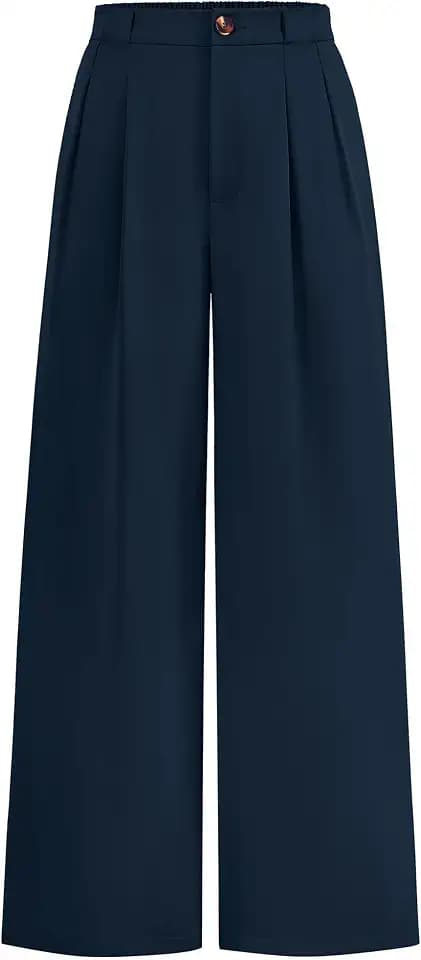 KIRUNDO Wide Leg Pants for Women 2026 Dressy High Waisted Button Trousers
