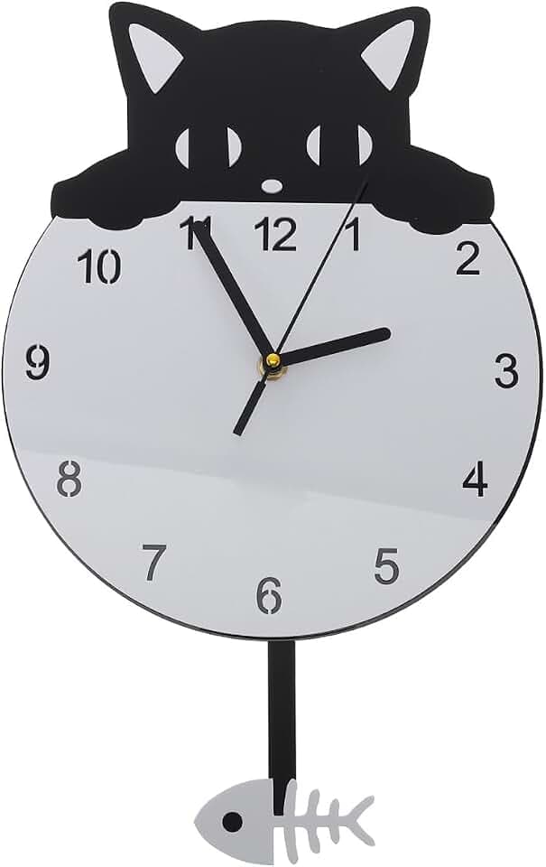 HOMSFOU Katzen Wanduhr Geräuschlose Wanduhr Aus Acryl Dekorative Wandbehanguhr Mit Kätzchen Motiv Für Kinderzimmer Schlafzimmer Büro Und Zuhause 15.75 X 9.84 X 0.79 in
