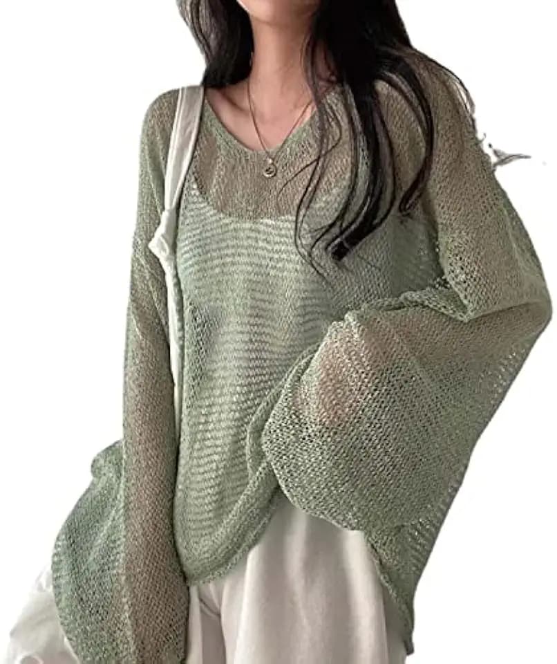 Sumleno 2026 Fairycore Cottagecore Clothing Fairy Grunge Aesthetic Crochet Top for Women Knitted Hollow Out Sweater Pullover