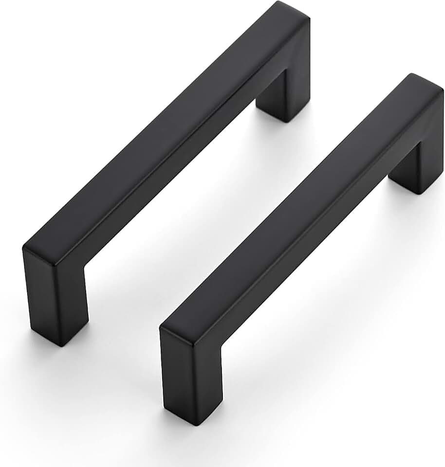 Ravinte Matte Black Square Cabinet Handles Drawer Pulls 4 Inch 25 Pack