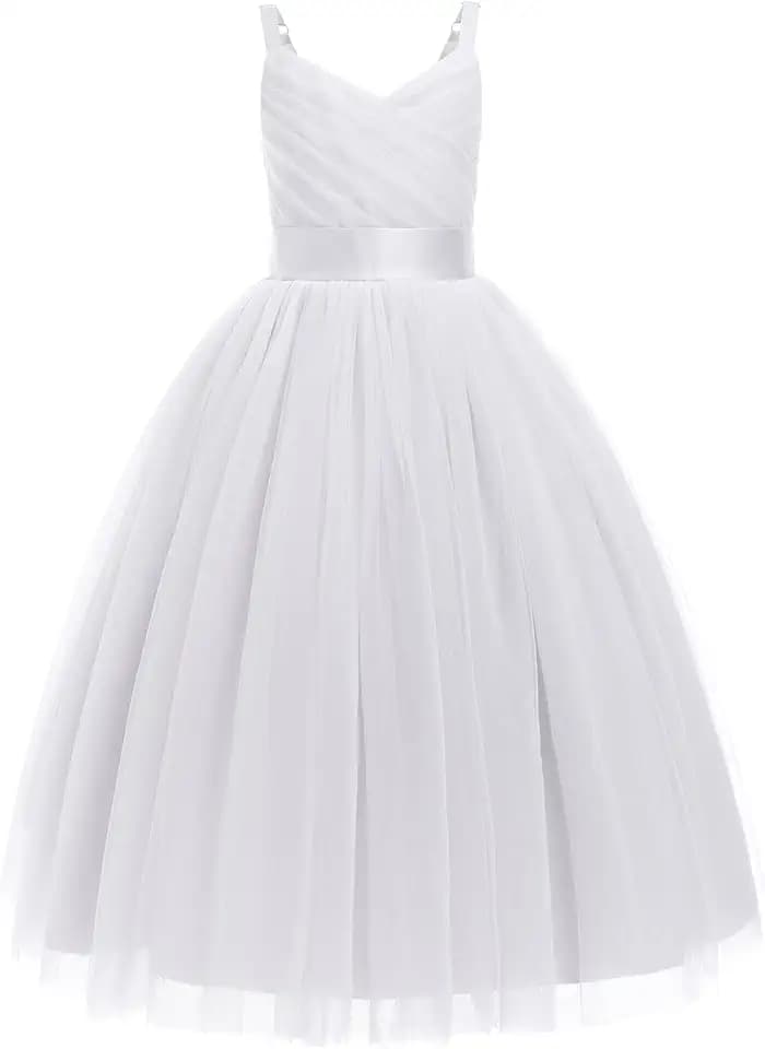 IWEMEK Tutu-Kleid mit Blumenmuster, Kinder, Neckholder, Hochzeit, Festzug, Brautjungfer, Pirncess, Abschlussball, Geburtstagsfeier, Tanz, Erstkommunion, Ballkleid