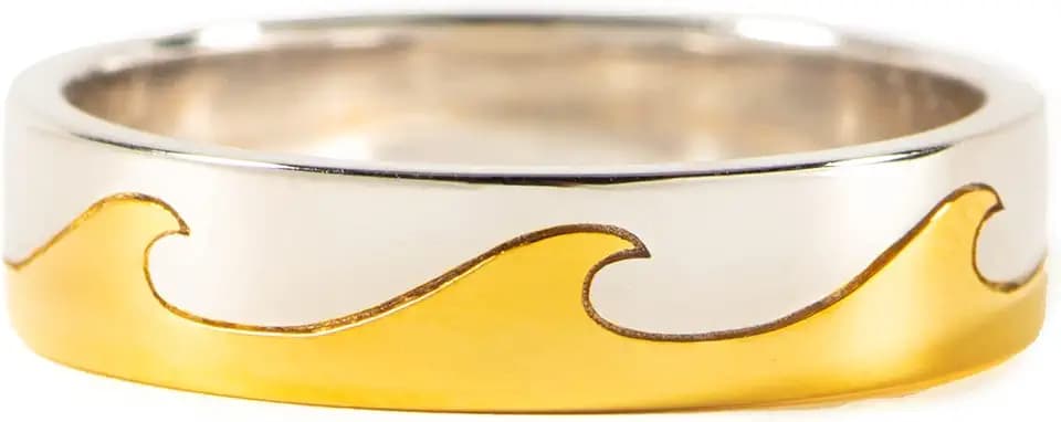 STORYJEWELLERY Minimalist Ocean Wave Rings for Women, Silver Gold Plated Dainty Up and Down Wave Rings for Mother Daughter Friends, Birthday Christmas Valentines Jewelry Gifts for Her