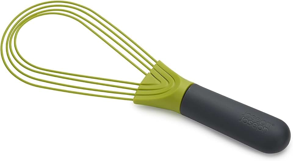 Joseph Joseph Twist Schneebesen - 2 in 1 - Flach und Ballonschneebesen, Geeignet für antihaftbeschichtetes Kochgeschirr, Silikon, Grau / Grün, 280