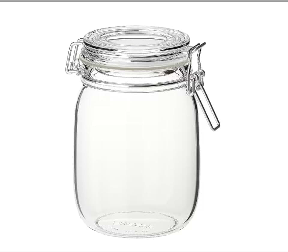 IKEA KORKEN Dose mit Deckel; aus Klarglas; (1l)