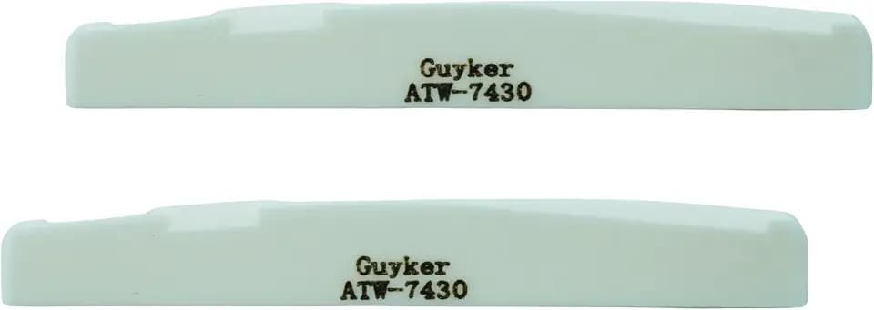 Guyker Acoustic Guitar Bone Bridge Saddle 6 String White Nuts Replacement Parts Accessories for Acoustic Folk Guitar, 2 Piece, Lower String Pillow 74x3x10mm ATW-7430