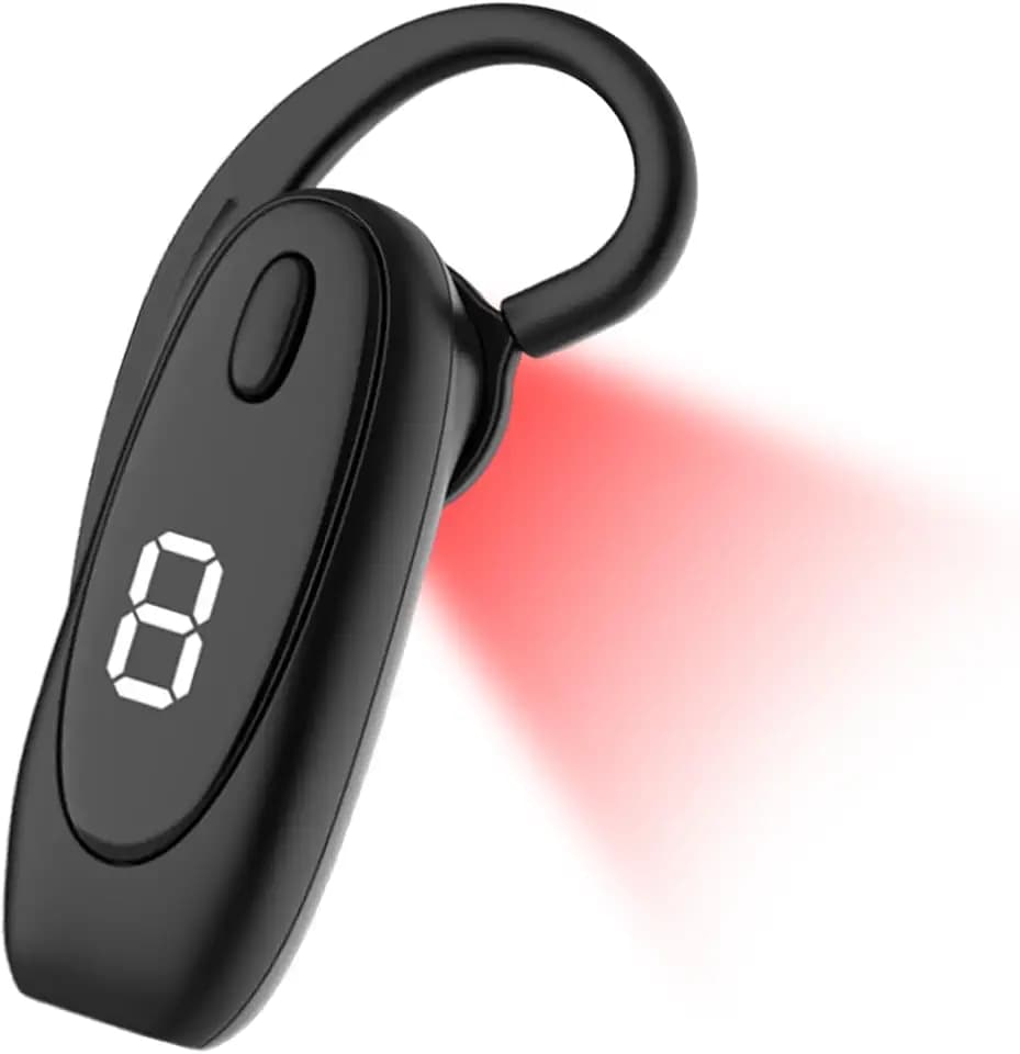 Tinnitus Entlastungsgerät, 8 Minuten Rotlichttherapie für Ohren, 650nm Tragbare Infrarot-Kopfhörer, Rotlichttherapiegerät für Tinnitus Linderung (Schwarz)