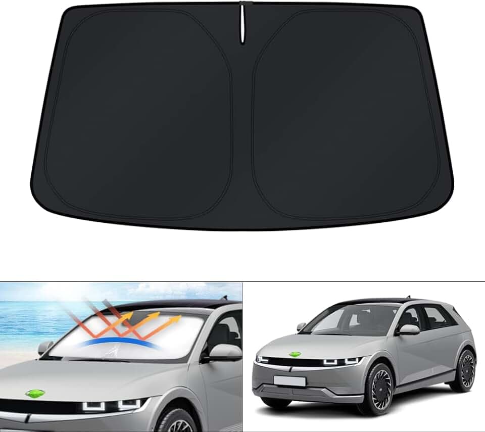 KUST Windshield Sun Shade for Hyundai Ioniq 5 Accessories 2022-2025 2026 34.5‘’x58.5‘’ Sunshade Window Sun Visor Protector Foldable Blocks UV Rays Keep Car Cooler
