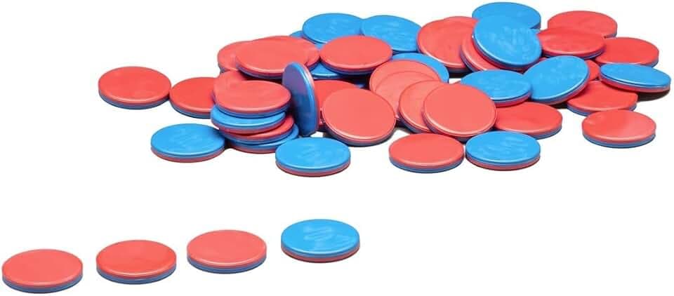 Wissner, active learning recycled reversible plastic inserts, 50 counting chips in red and blue, diameter 2.5 cm and 0.5 cm thick, ideal for children's hands, 080810.IMP