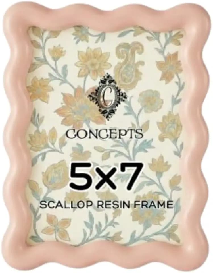 Concepts 5x7 Pink Scallop Resin Picture Frame with Tempered Glass (Pack of 1)