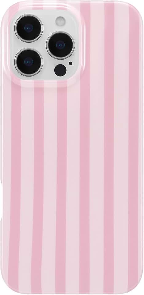 ZTOFERA Cute Vertical Striped Case for iPhone 16 Pro,Pink