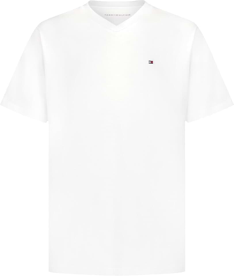 Tommy Hilfiger Boys' Short Sleeve Flag Solid V-Neck T-Shirt