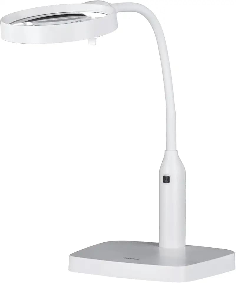 Rollei Tischlupe mit LED-Licht und Gelenk-Arm – 1,8X und 3,3X Vergrößerung, 6 LEDs mit Einstellbarer Helligkeit, Flexibler Arm, Standfuß & Tischklemme, Kabel- und batteriebetrieben