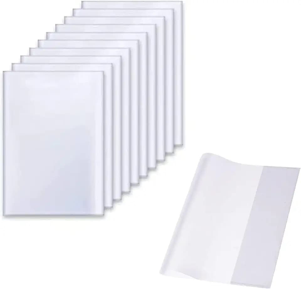 Buchumschlag 16K 10 Stück Transparent, 19.5x 26cm Bucheinschlagfolie Einstellbar Buchschoner, Verdickte Wiederverwendbare und verstellbare Buchumschläge aus Kunststoff für das Home Office der Schule