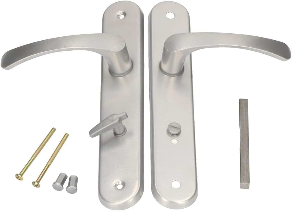 KOTARBAU® Türgriff 90 mm Links Rechts WC Silber Türgarnitur Türbeschlag Türdrücker Türklinke Drückergarnitur Toilettentür Zimmertür Langschild Alu