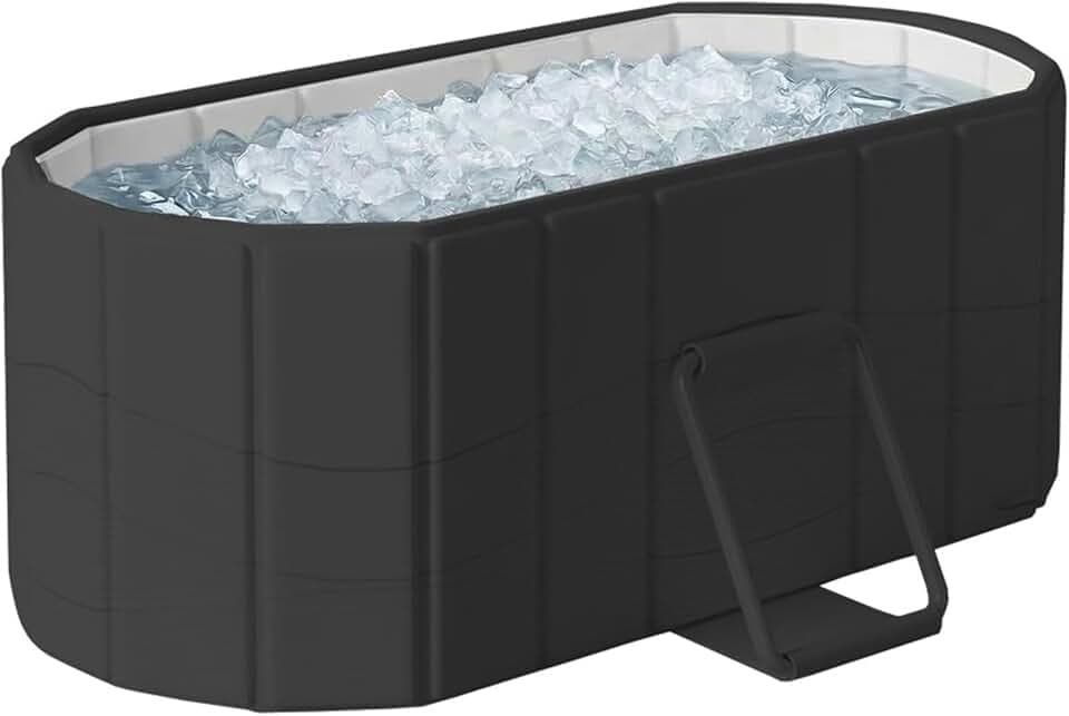 150cm Tragbare Badewanne Erwachsene, 2 Personen Eisbadewanne Zusammenklappbar Ohne Installation, Heiß & Kalt Wanne für Dusche, Badezimmer SPA Tauchbecken (Schwarz, 150cm)