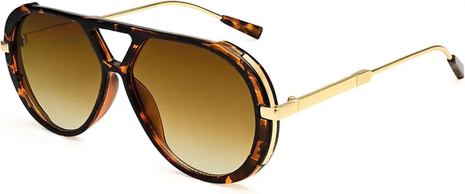 Dollger Oversized Aviator Sunglasses for Women Men Trendy Fashion Retro Big Vintage 70s Shades
