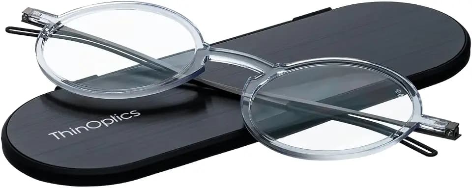 ThinOptics Unisex Adult Glasses Reading, Regular Case / Round Clear, 1.50 US