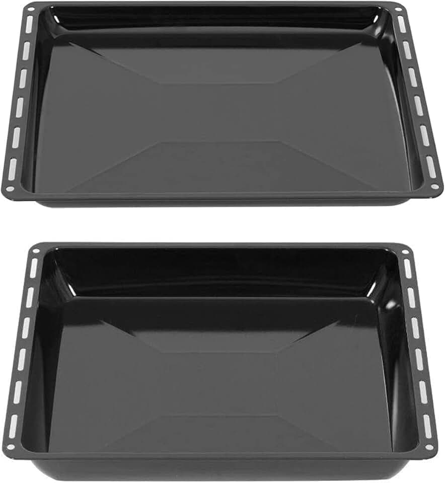 ICQN Backblech 2er Set 46,5 × 37 × 3 & 6 cm, Kompatibel mit Siemens, Bosch, Beko, Constructa, Neff & Amica, Emaillierte Backbleche für Backofen & Herd