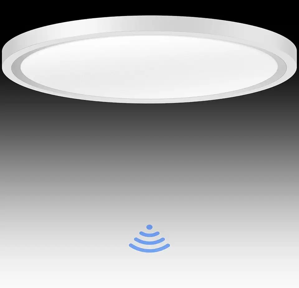 Lampe mit Bewegungsmelder innen, Deckenlampe led Deckenleuchte mit Bewegungsmelder Radar sensor, Ultraflach Leuchte für Flur Treppe Küche Balkon Abstellraum, 4000K Neutralweiß, φ23CM