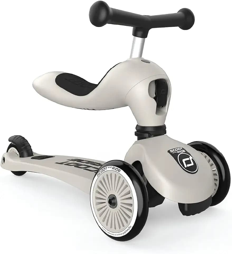 Scoot & Ride, Highwaykick 1-2 in 1 Kinderkickboard-Laufrad, Scooter, Farbe Ash, für Kinder 1 bis 5 Jahren
