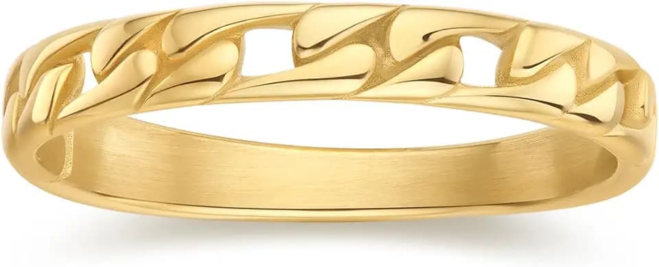 FRUMOS Gold Rings for Women,14K Gold Stacking Rings,Dainty Chunky Bamboo Heart Hammered Two Row Rings for Women Size 6/7/8/9