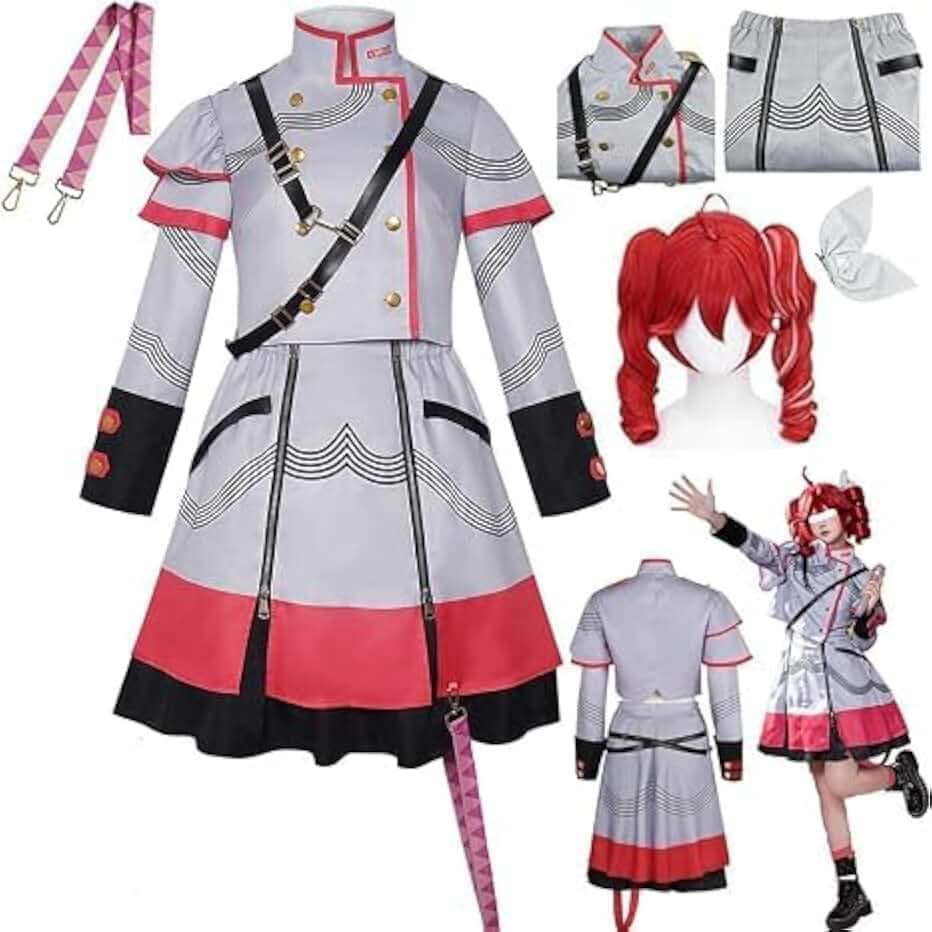 Kasane Costume Outfit Kasane Dress Uniform Women Full Set Halloween (Grey, Medium)