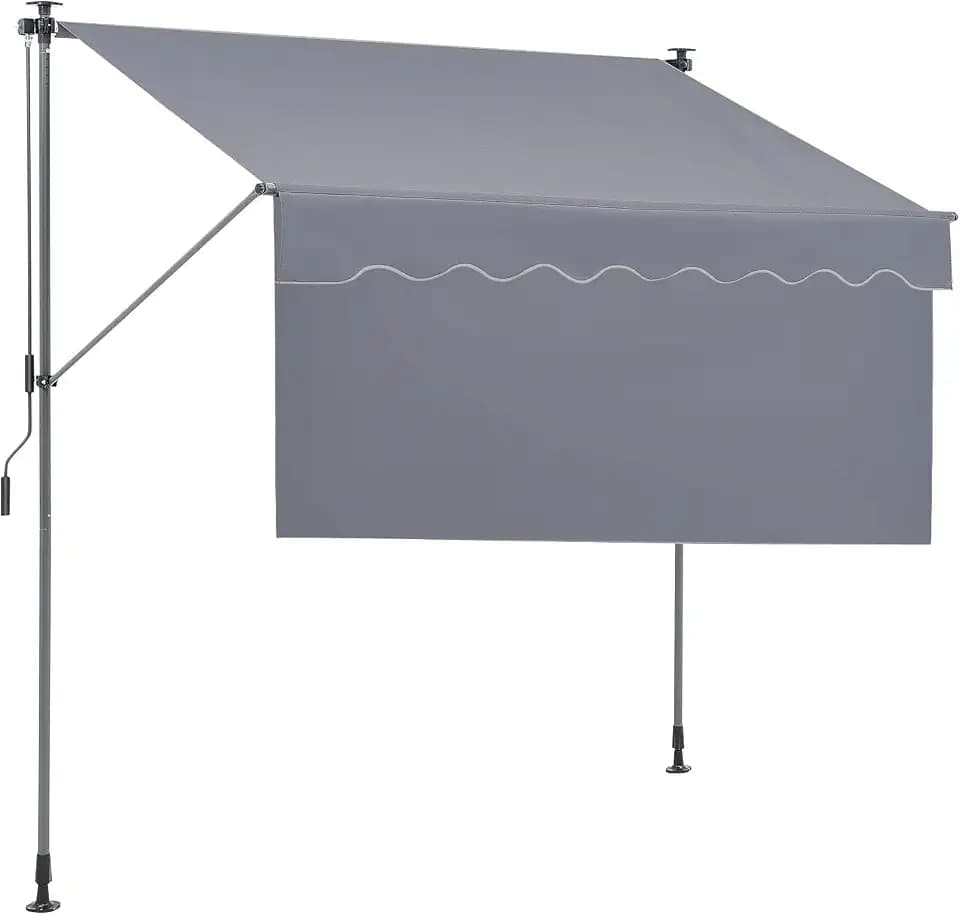 VEVOR Manual Retractable Awning, 78" x47" Outdoor Retractable Patio Awning Sunshade Shelter, Adjustable Patio Door Window Awning Canopy with 39" Sun Shade Curtain for Backyard, Garden, Balcony