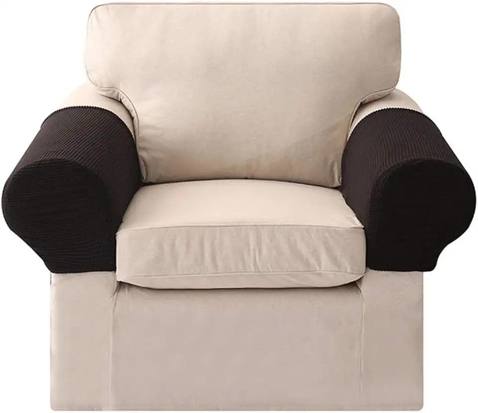 LERTREE 1 Paar Sofa-Armlehnenschoner, elastisch, abnehmbar, Schwarz
