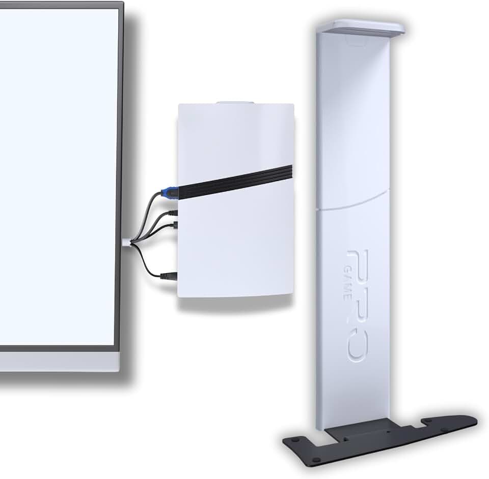 PAXO PS5-PRO Wandhalterung für Disc & Digital | Stromkabelabgang Links | Kompatibel mit Sony PlayStation 5 PRO, PS5 Zubehör, PS5-Weiß