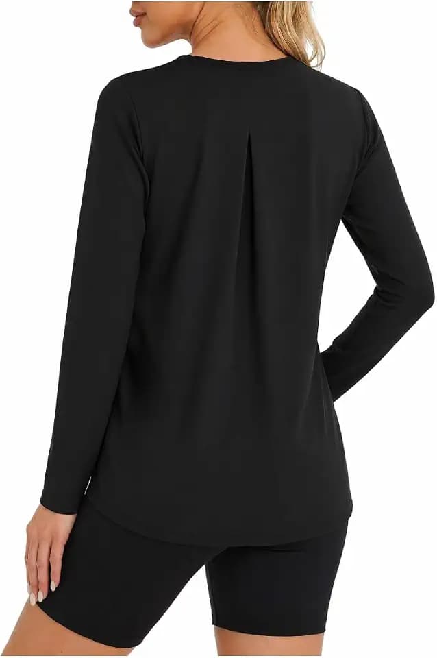 PINSPARK Damen Sportshirt Langarm Sport T-Shirt Atmungsaktiv Funktionsshirt Locker Langarmshirt Rundhals Yoga Tops Schnelltrocknend Laufshirt UPF 40+ Gym Oberteile