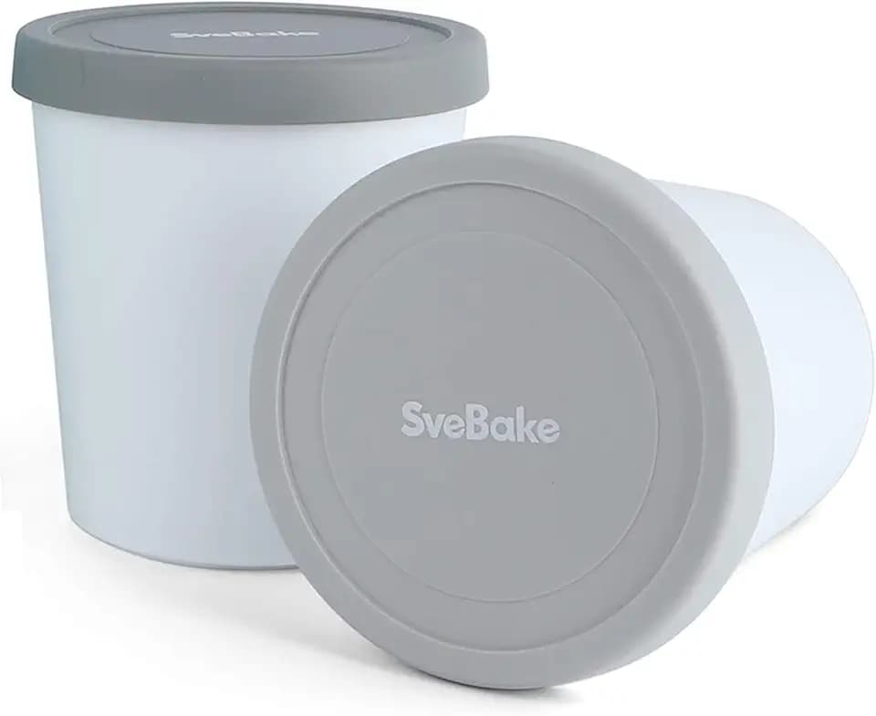 SveBake Eisbehälter für Speiseeis 1L - 2er-Set Eiswürfelbehälter mit Deckeln aus Silikon, Behälter Hausgemachte für EIS Creme