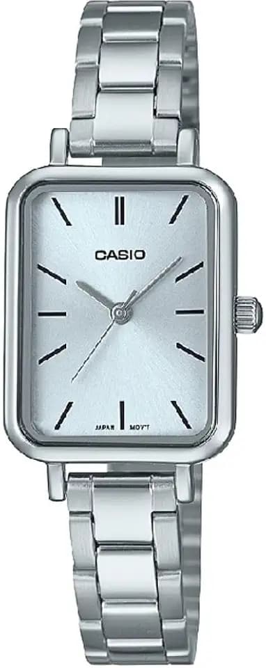 Casio LTP-V009D-2E Women's Rectangular Petite Stainless Steel Blue Dial Dress Watch