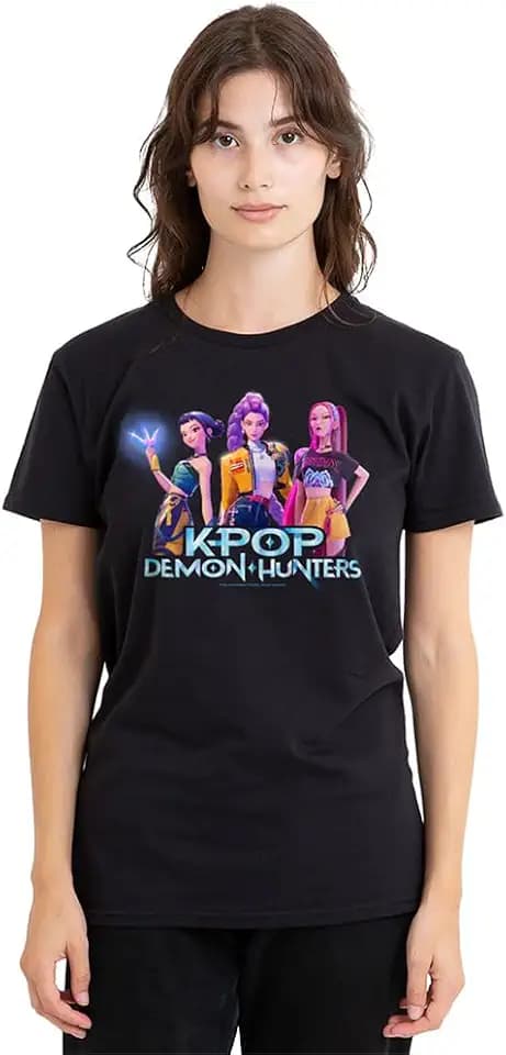 KPop Demon Hunters Damen Kpop Demon Hunters Huntrix Kpop Group Ladies T Shirt, Black T-Shirt (1er Pack)