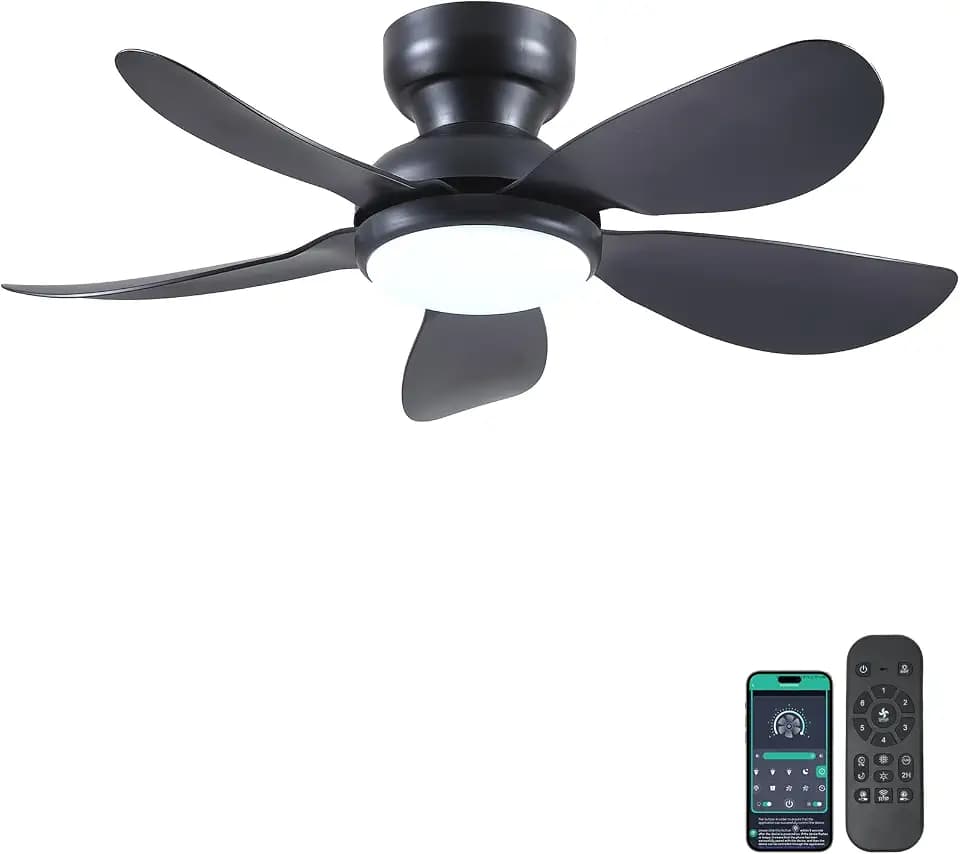 Kviflon 36 In Small Ceiling Fans with Lights Remote Control,5 Blades Black