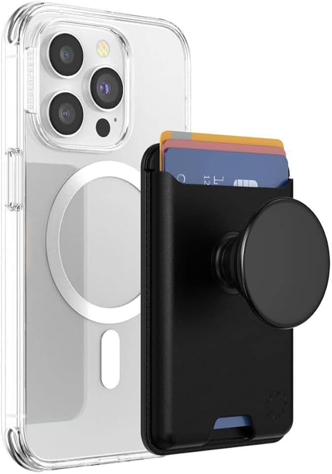 PopSockets Phone Wallet for MagSafe with Grip- Black