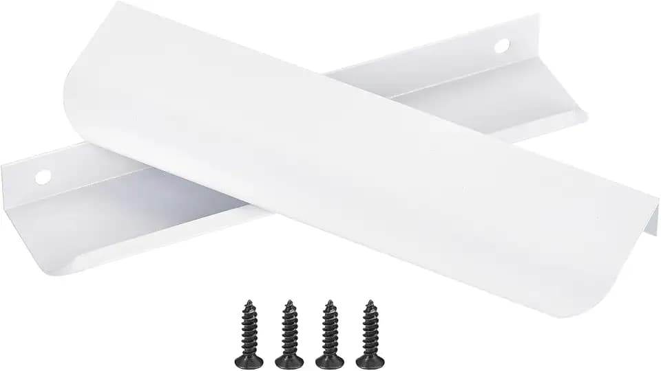 uxcell 10pcs Finger Pulls for Cabinets, Matte White Edge Drawer Pulls Cabinet Finger Pull 128mm/5in Hole Center,Furniture Drawer Handles Hidden Cabinet Handle