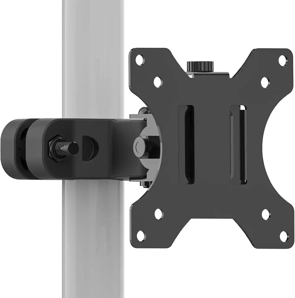 WALI Monitor Pole Mount for Universal Monitor Mounting System, Pole Mount Bracket Fits 1.1 to 2.4" Diameter Pole, Up to 32" Screens, Mounting Holes for 75 x 75mm and 100 x 100mm (VES02), Black