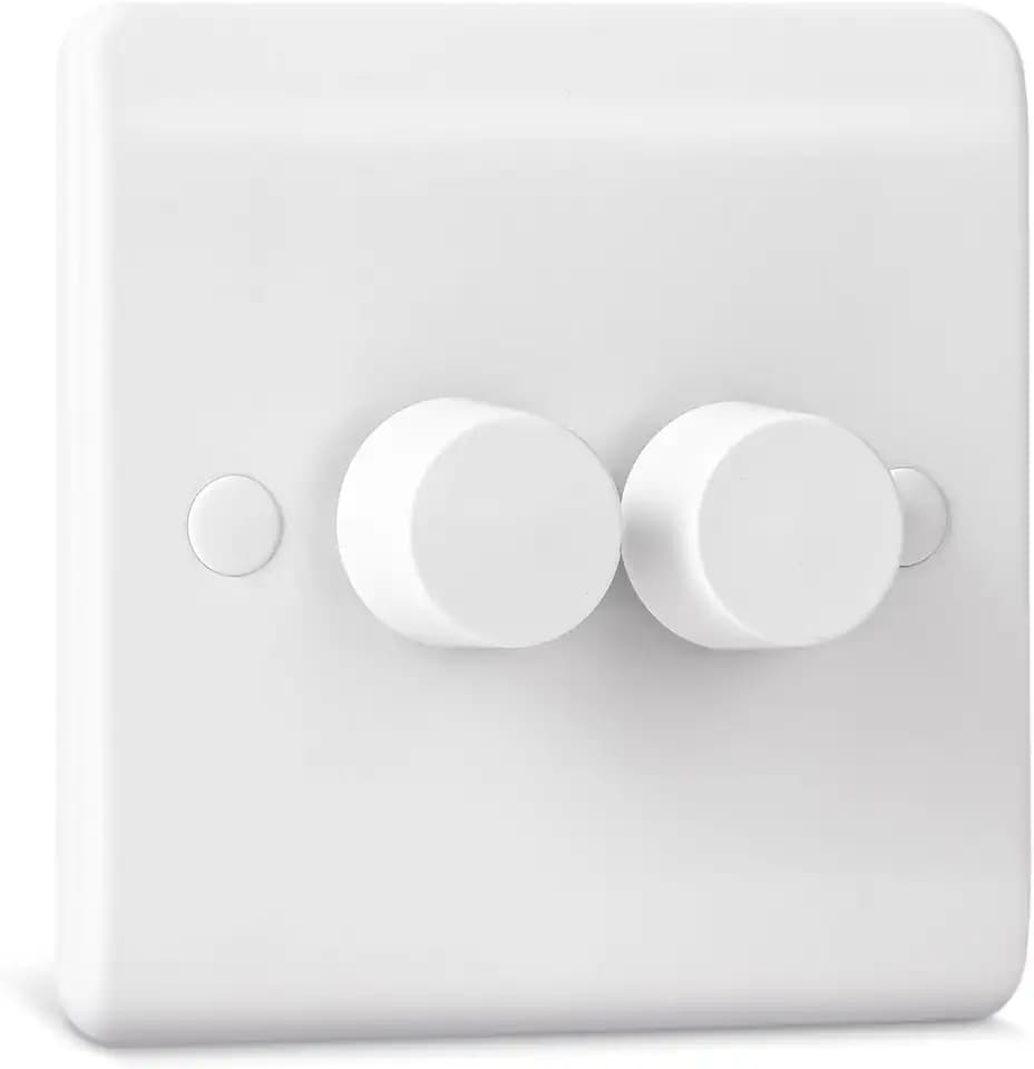 Lichtdimmer-Schalter, Doppelwand-Dimmer für LED, Halogen und Glühlampen, Phasenabschnitts-Technologie 2 Stromkreise, Drehschalter 1-Leiter/2-Leiter, 3-150 W