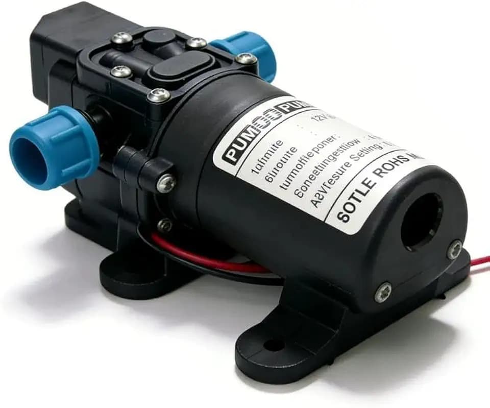 12V Wasserpumpe Selbstansaugend, DC 12 V Membranpumpe mit Druckschalter, Membranwasserpumpe, Selbstansaugend Pumpe 60W 4.5L/Min für Gartenbewässerung, Wohnwagen, Boote, Wohnmobil, Rasen