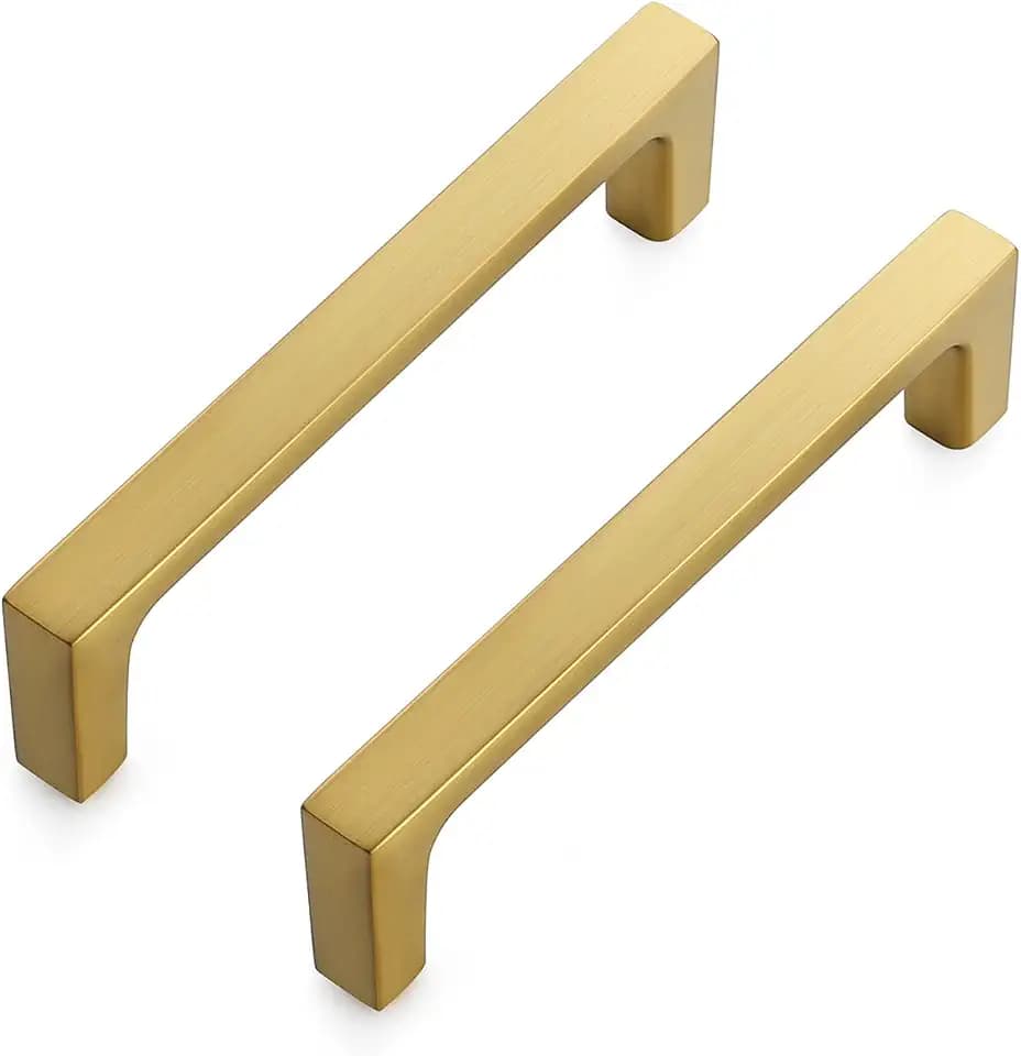 Ravinte Brushed Brass Solid Pulls Cabinet Handles 3-3/4 Inch 5 Pack