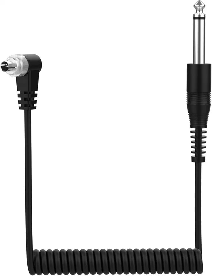 6.35mm to PC Sync Flash Trigger Cable, 1/4" Mono to Screw Lock PC Sync Cord Compatible with Studio Strobe Lights Godox QT600 II, Neewer Vision 4, Jinbei DP III, Flash Triggers, DSLR Cameras