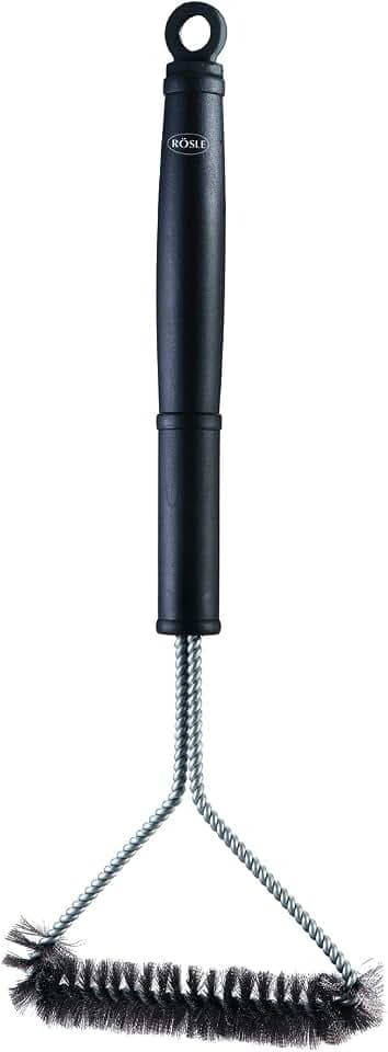 RÖSLE Grillrost-Reinigungsbürste, Hochwertige Grillbürste für Grillroste aus Edelstahl, Chrom und Emaille, Stahlborsten, Länge 43 cm